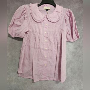 Women's Striped Puff Short Sleeve Shirt Large